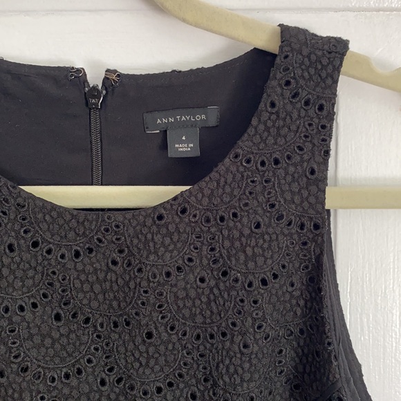 Ann Taylor Black Eyelet Flutter Skirt Dress - Picture 3 of 9